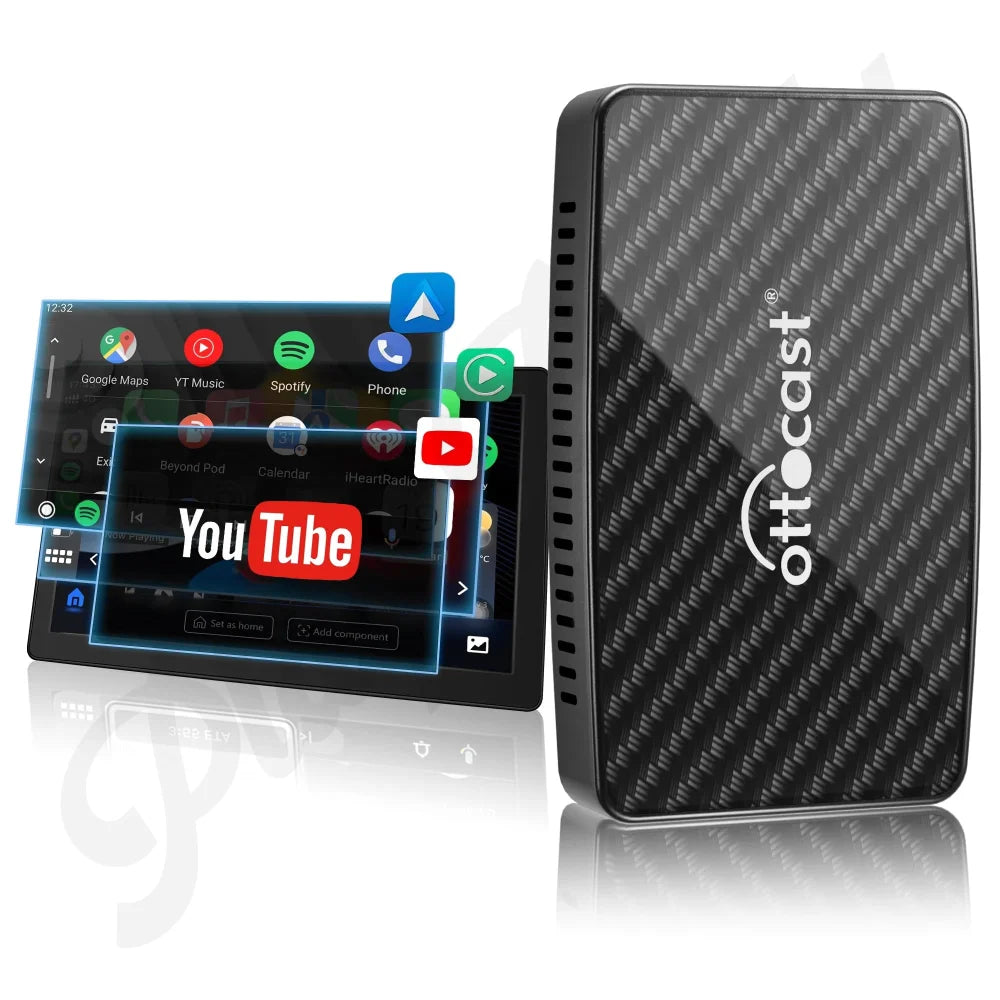 2 In 1 Ottocast AI Wireless CarPlay/Android Auto Multimedia Adapter YT Netflix Apple CarPlay & Android Auto