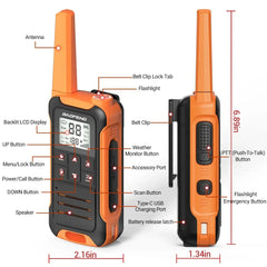 2x Baofeng F22 Mini Walkie Talkies Long Range Two-Way Radio IP45 Waterproof Walkie Talkie