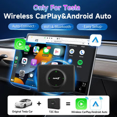 CarlinKit T2C Wireless CarPlay Android Auto Adapter Tesla Model 3/Y/X/S Upgrade CarPlay and Auto Apple CarPlay &