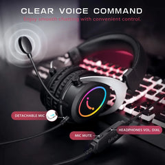 FIFINE Dynamic RGB Gaming Headset with Microphone LED for PC Laptop PS4 PS5 Xbox Black Headphones