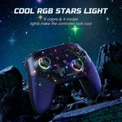 Wireless RGB Stars Switch Pro Controller for Nintendo/Lite/OLED and PC Gaming Blue / Yes Gaming Controller