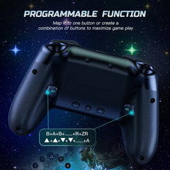 Wireless RGB Stars Switch Pro Controller for Nintendo/Lite/OLED and PC Gaming Blue / Yes Gaming Controller