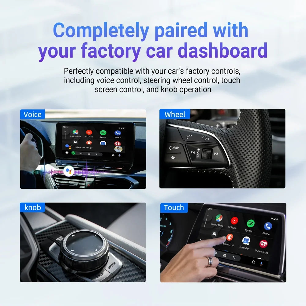 2 In 1 Ottocast AI Wireless CarPlay/Android Auto Multimedia Adapter YT Netflix Apple CarPlay & Android Auto