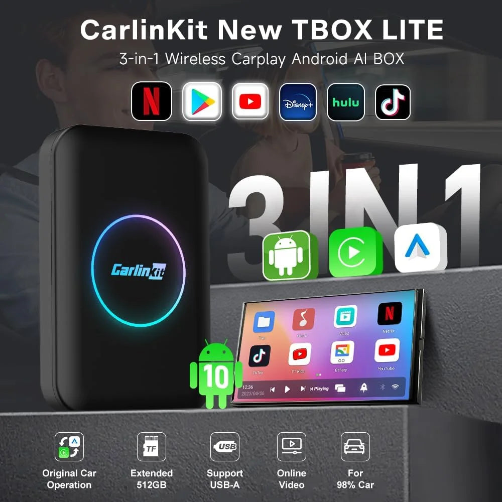 2025 CarlinKit TBox Lite Smart TV AI Box Wireless CarPlay Android Auto Adapter CarlinKit TBox Lite / Yes Apple CarPlay