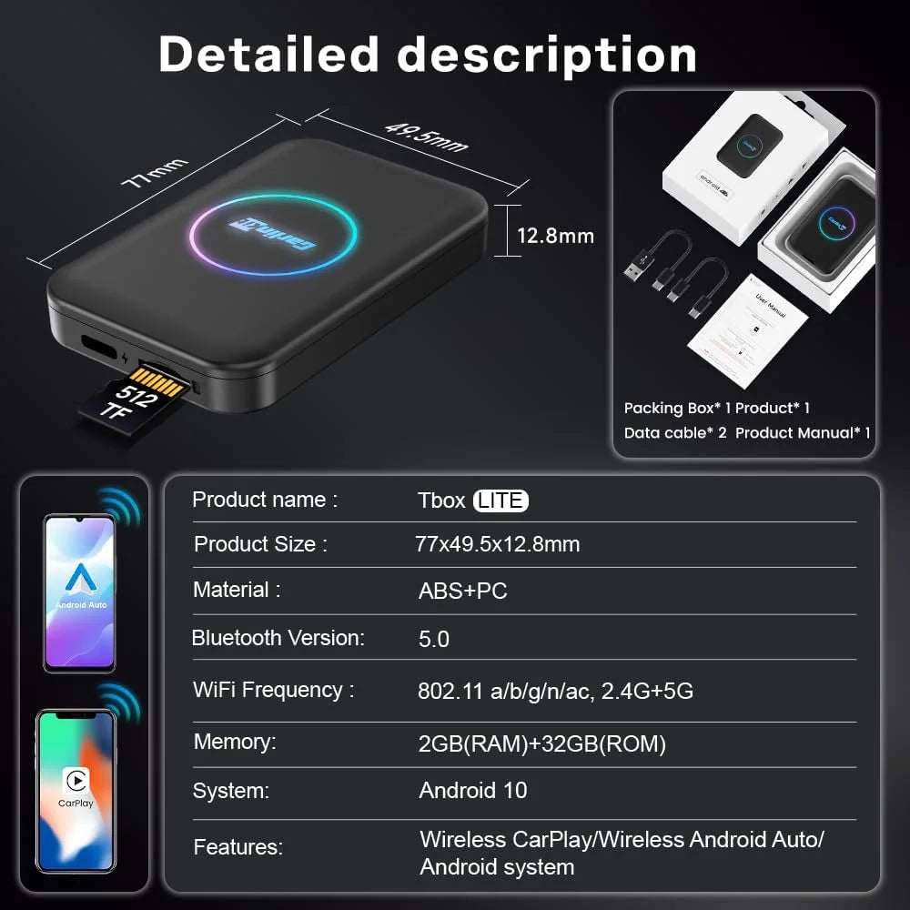 2025 CarlinKit TBox Lite Smart TV AI Box Wireless CarPlay Android Auto Adapter CarlinKit TBox Lite / Yes Apple CarPlay