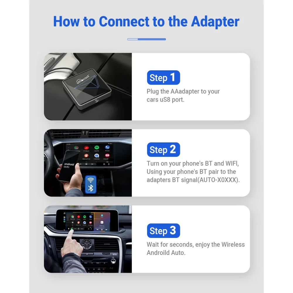 2025 Ottocast A2-Air Pro Wireless Android Auto Car Adapter 15s Auto-Connect A2-Air Pro / Android Auto Apple CarPlay &