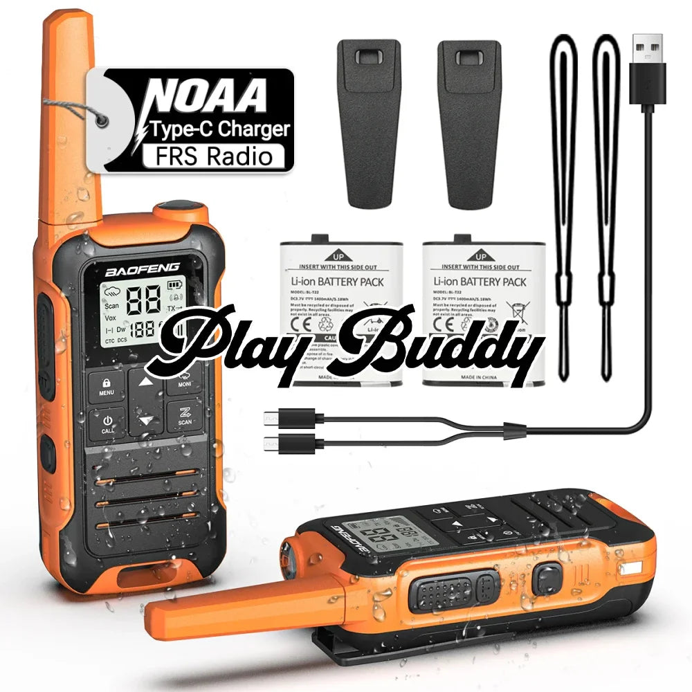 2x Baofeng F22 Mini Walkie Talkies Long Range Two-Way Radio IP45 Waterproof Walkie Talkie