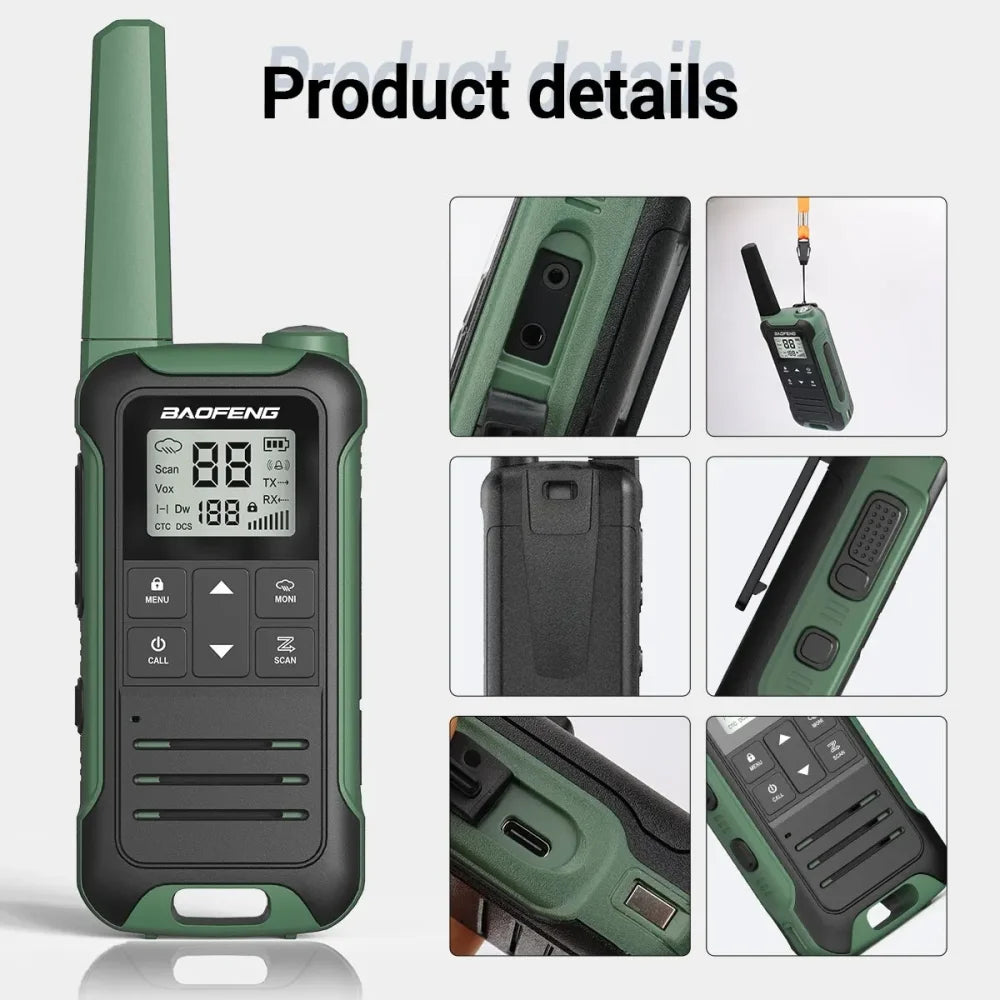 2x Baofeng F22 Mini Walkie Talkies Long Range Two-Way Radio IP45 Waterproof Walkie Talkie