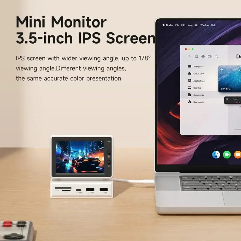 3.5 Iinch IPS Mini Screen AIDA64 Mini PC CPU RAM HDD Data Monitor Display UK White Monitor