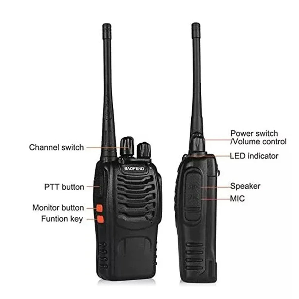6x Baofeng Walkie Talkie 2Way BF-888S Radio Long Range UHF 400-470MHz Full Setup Black / EU Walkie Talkie