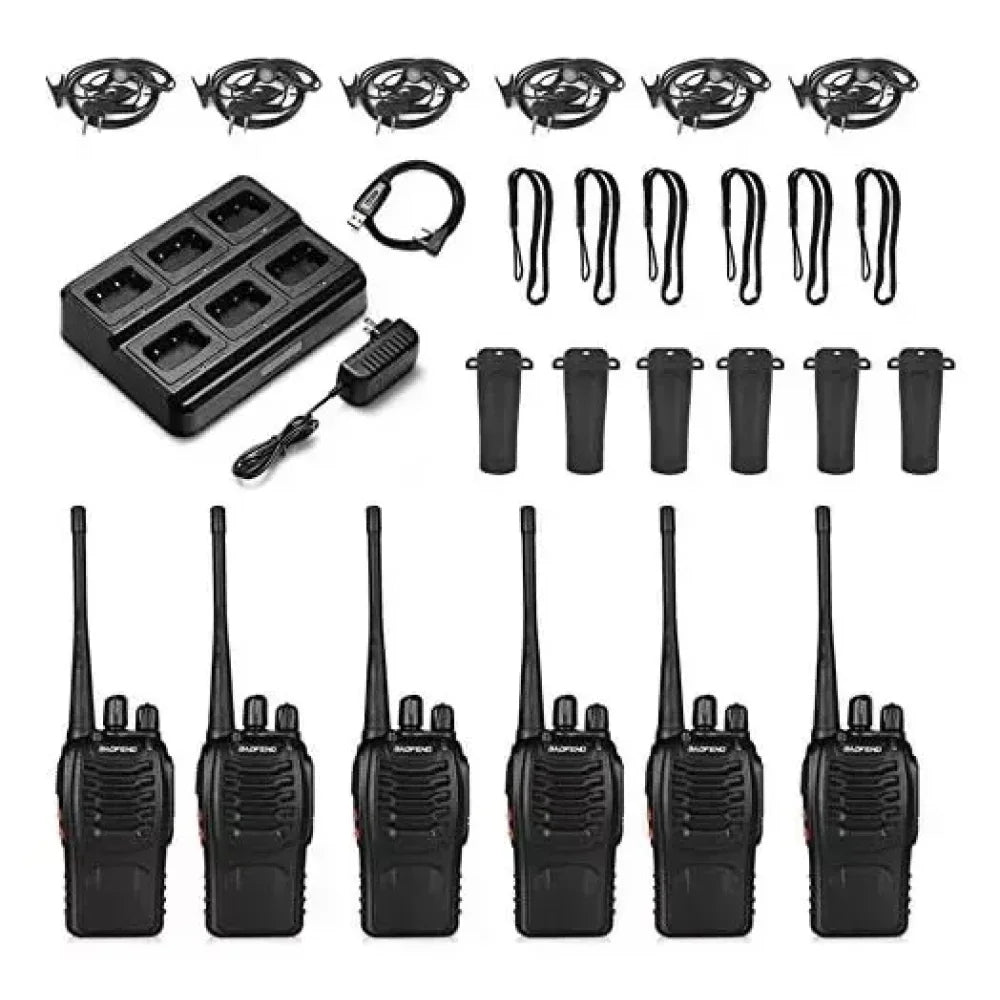 6x Baofeng Walkie Talkie 2Way BF-888S Radio Long Range UHF 400-470MHz Full Setup Black / EU Walkie Talkie
