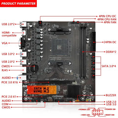 AMD B450 DDR4 M.2 NVMe PCIe 3.0 mATX Motherboard AM4 Ryzen 4500 5600 5600G CPU AMD B450 Motherboard