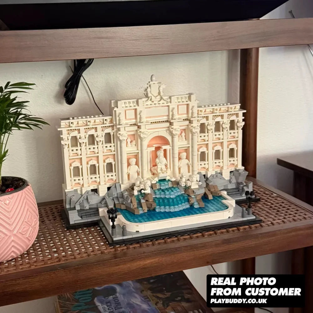 Architecture Trevi Fountain Model Italian Landmark Rome 1880PCS Building Blocks Trevi Fountain Building Blocks
