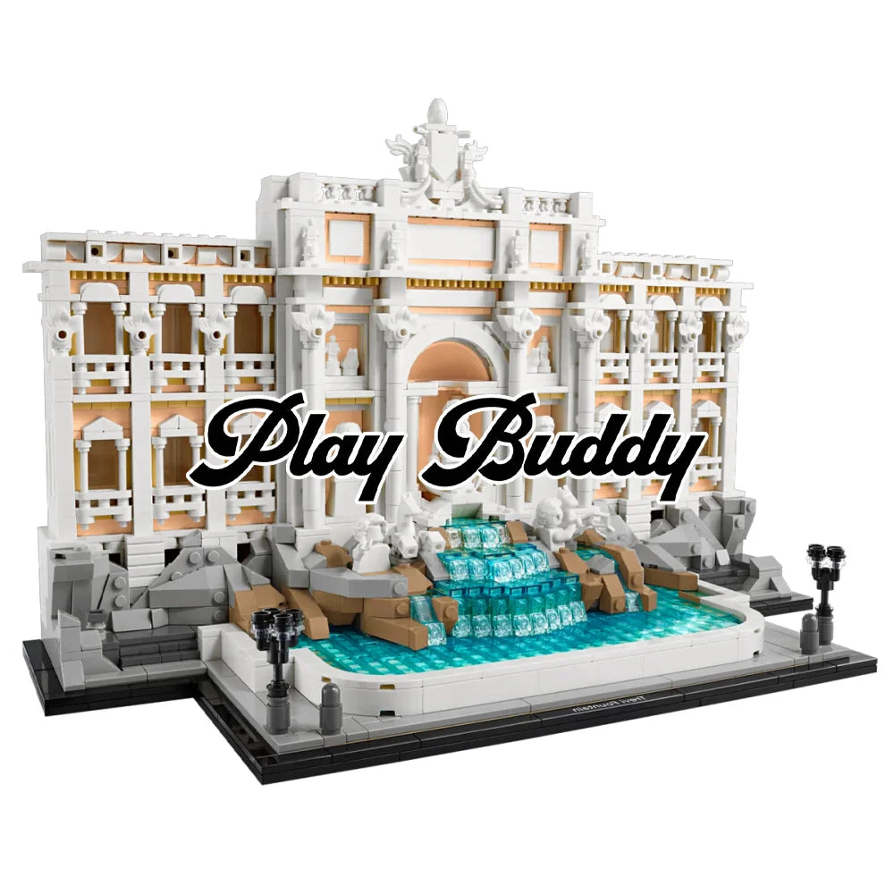 Architecture Trevi Fountain Model Italian Landmark Rome 1880PCS Building Blocks Trevi Fountain Building Blocks