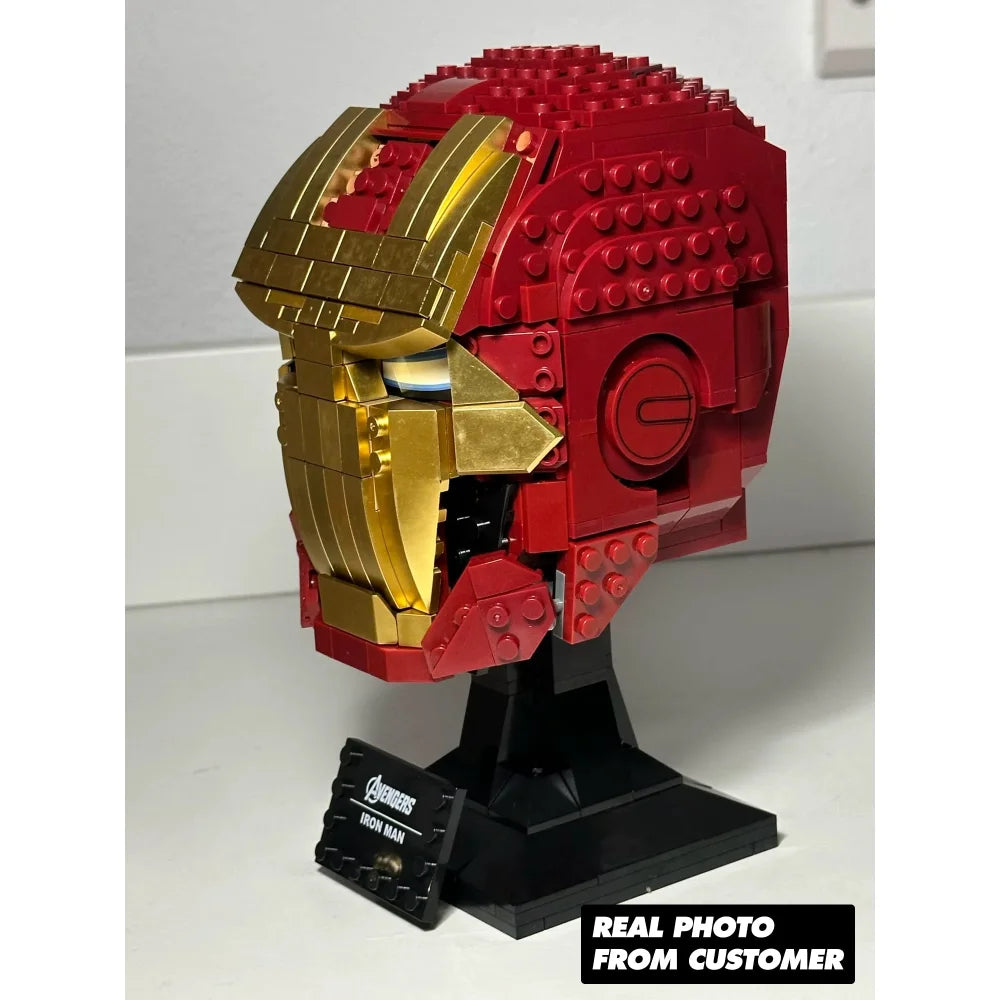 Avengers Iron Man Helmet Brick Iron Man Mask Assembly Building Block Toys Gift Iron Man Helmet / 480 Pieces Building