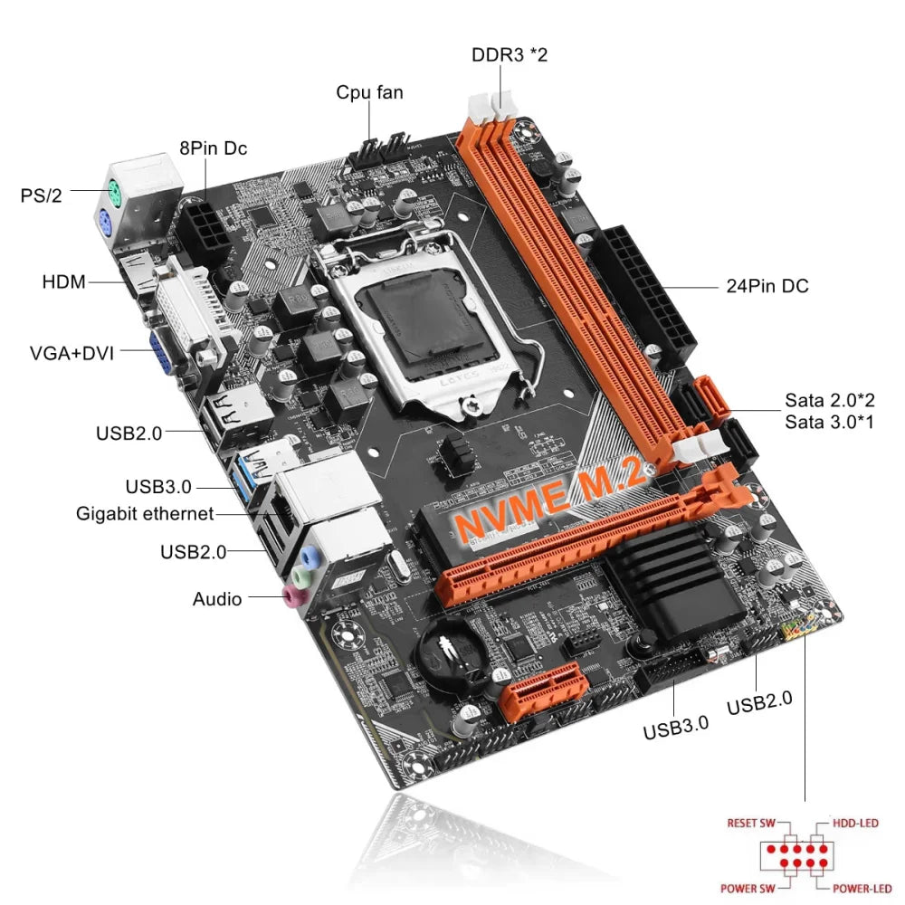 B75 Intel LGA1155 Motherboard Set + i5 3570 CPU + 16GB 1600MHz DDR3 RAM Bundle Motherboard + CPU + RAM Motherboard