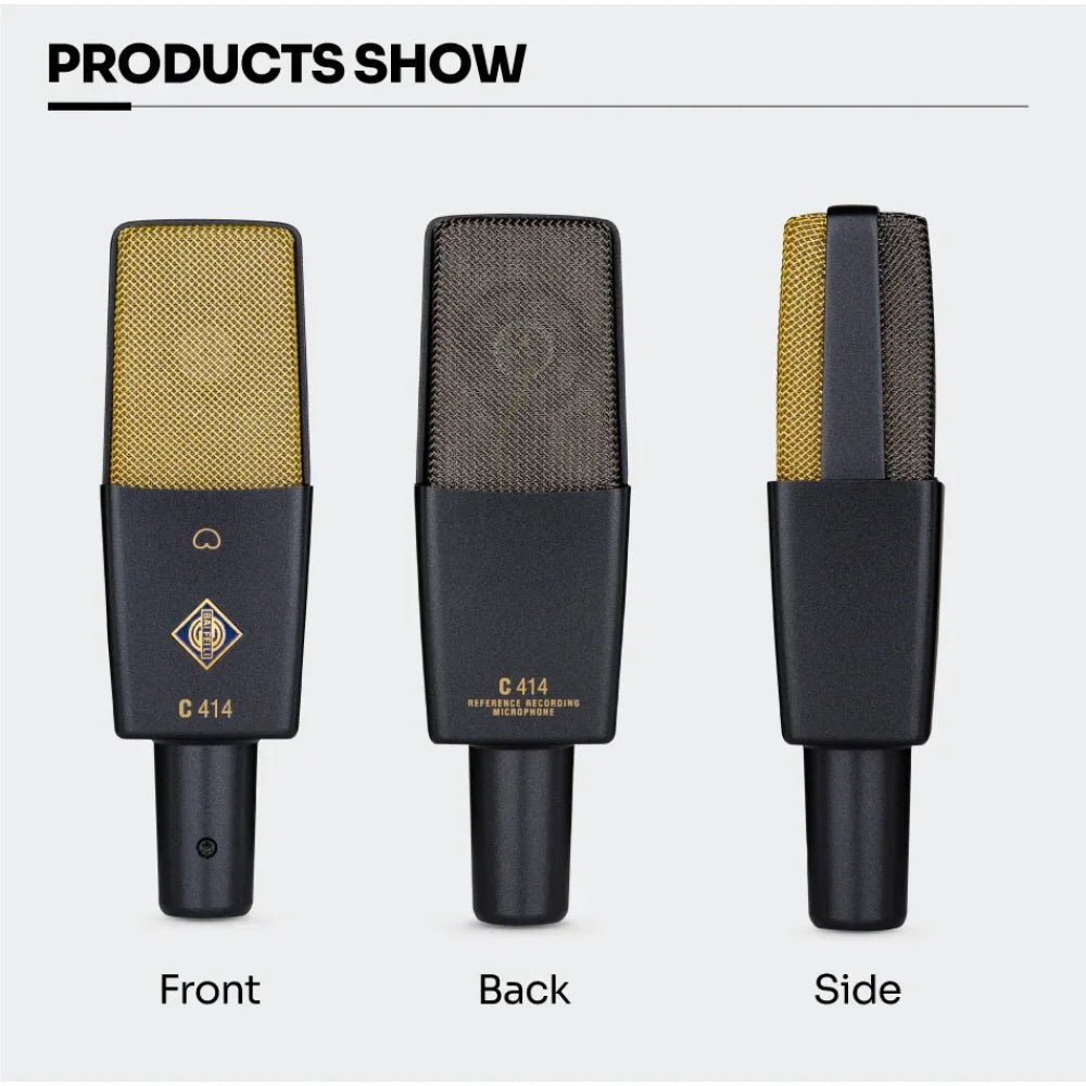 BAIFEILI C414 Professional XLR Microphone with 25mm 34mm Diaphragm Cardioid Mic Microphone