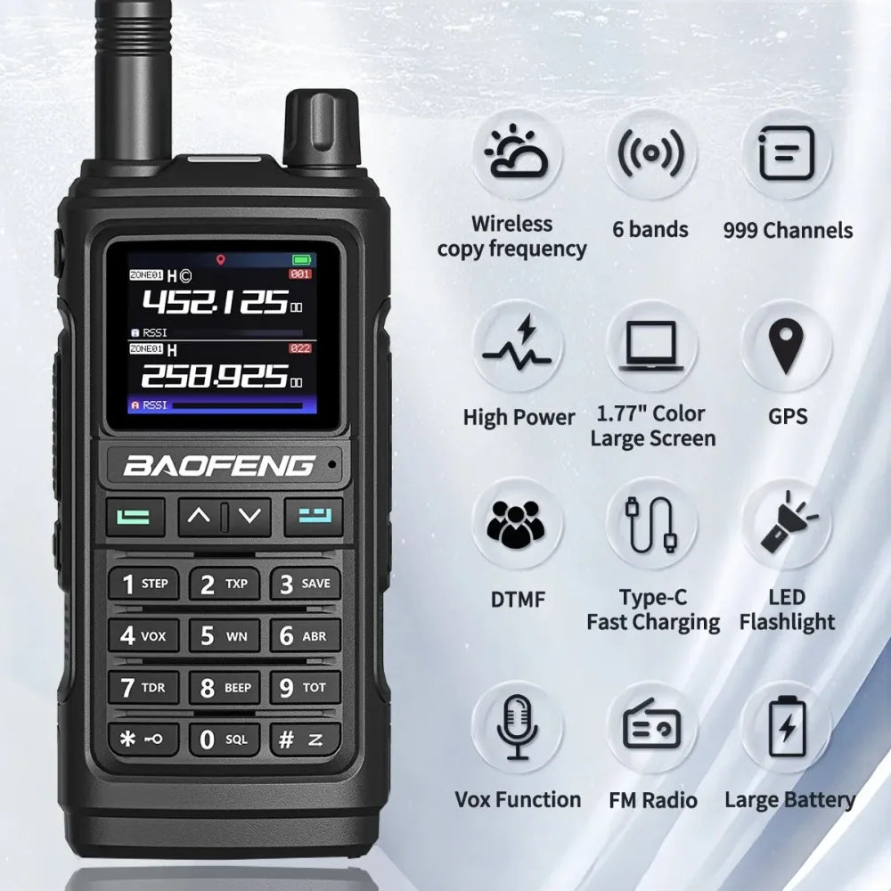 Baofeng UV-17 Pro GPS Air Band 999CH Full Band Walkie Talkie Long Range Ham New Walkie Talkie