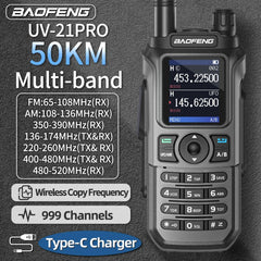 Baofeng UV-21 Pro V2 Walkie Talkie Tri Band Type-C Long Range Two Way GPS Radio Walkie Talkie