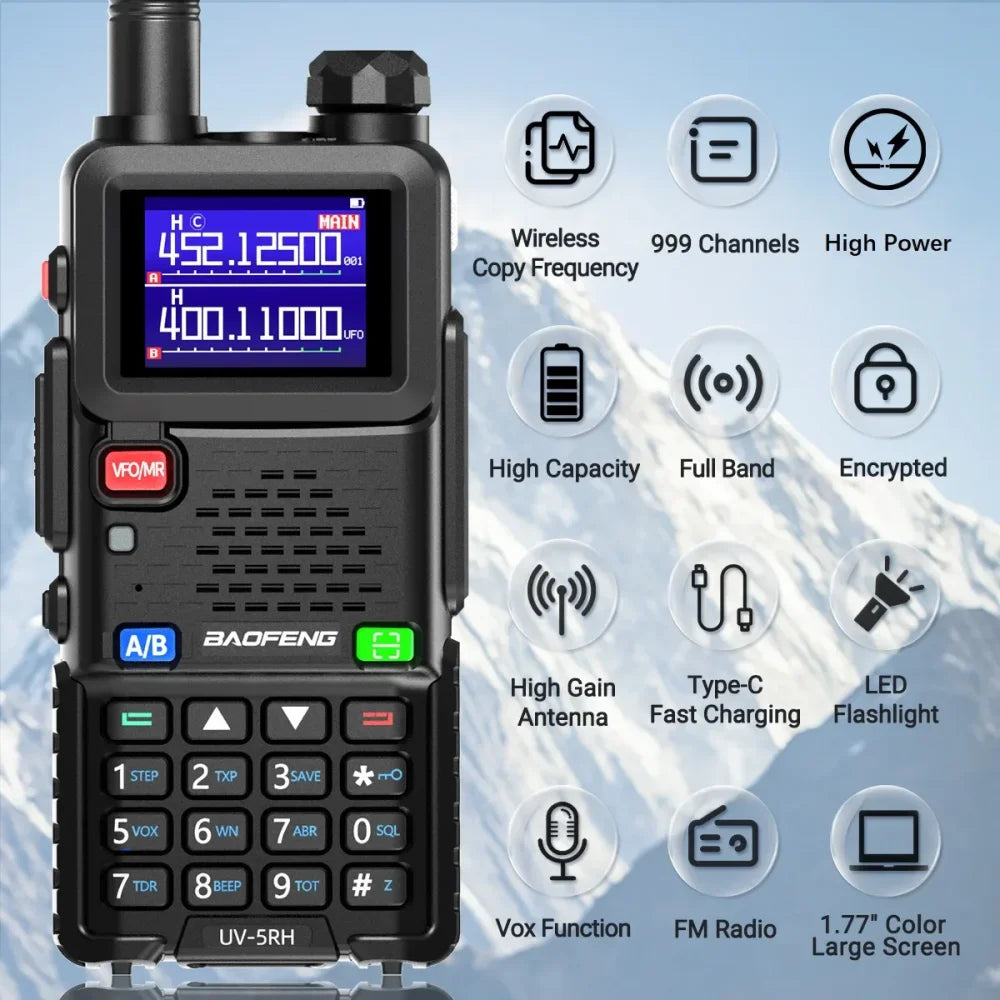 Baofeng UV-5RH Tri Power 15W Air Band Ham Two-Way Radio Walkie Talkie UK Walkie Talkie