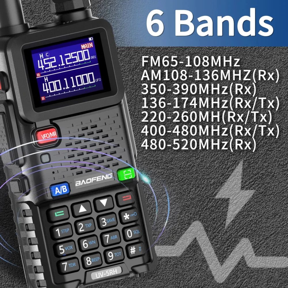 Baofeng UV-5RH Tri Power 15W Air Band Ham Two-Way Radio Walkie Talkie UK Walkie Talkie