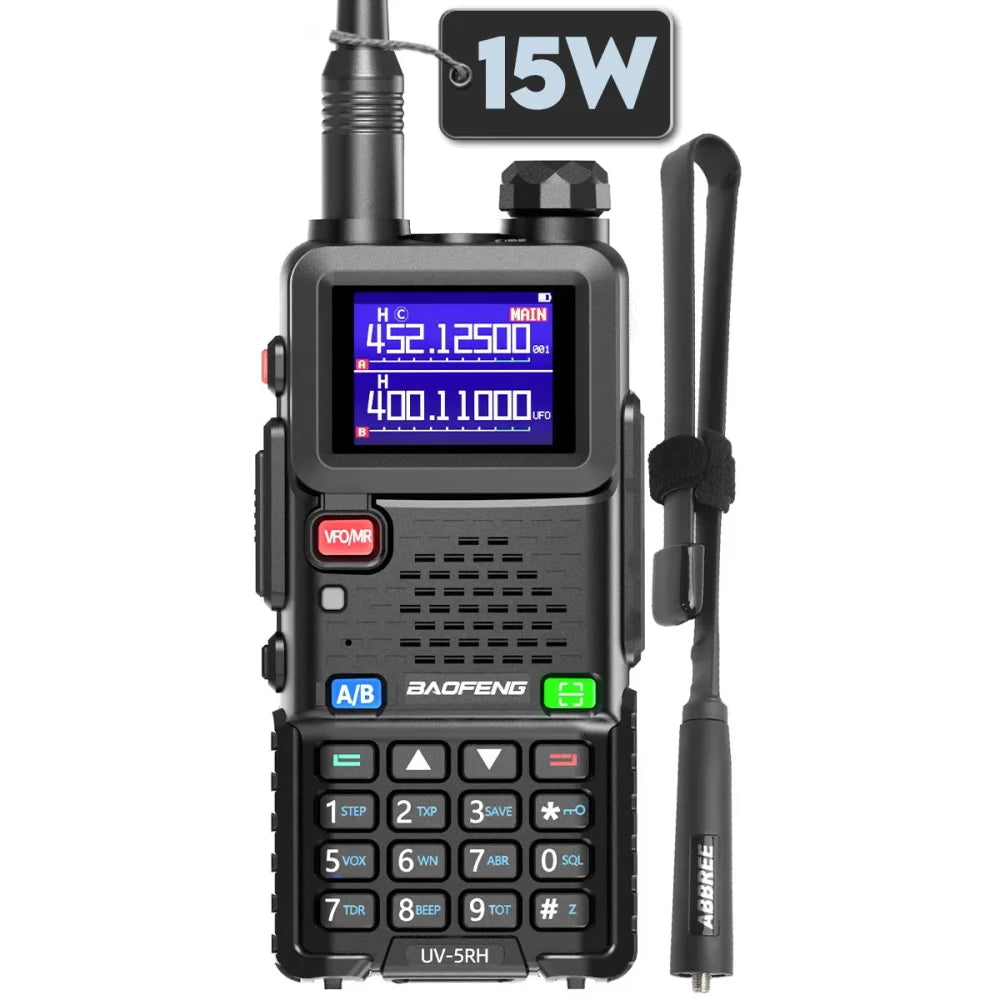 Baofeng UV-5RH Tri Power 15W Air Band Ham Two-Way Radio Walkie Talkie UK USB + EU Plug Charger / UV-5RH Walkie Talkie
