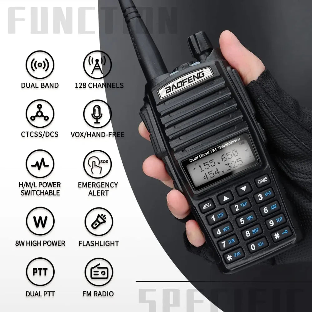 Baofeng UV-82 Real 8W Walkie Talkie Dual Band VHF/UHF Two-Way Radios Transceiver Walkie Talkie