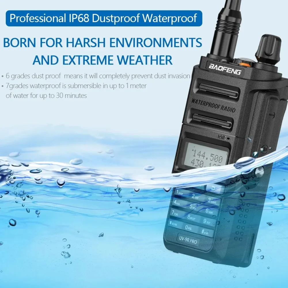 Baofeng UV-9R Pro Waterproof UHF VHF Dual Band Ham Two-Way Radio Walkie Talkie Walkie Talkie
