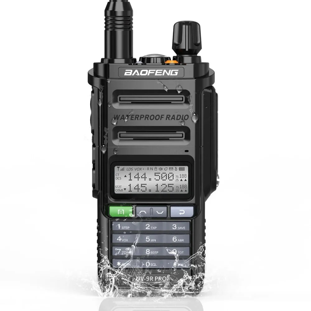 Baofeng UV-9R Pro Waterproof UHF VHF Dual Band Ham Two-Way Radio Walkie Talkie UV-9R Pro / EU + USB / Black Walkie