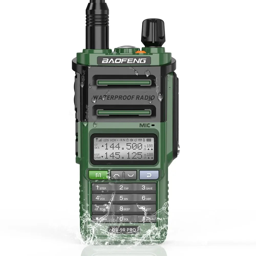 Baofeng UV-9R Pro Waterproof UHF VHF Dual Band Ham Two-Way Radio Walkie Talkie UV-9R Pro / EU + USB / Green Walkie