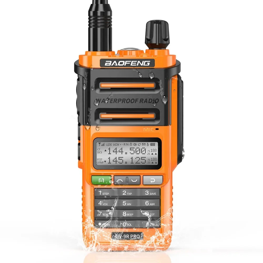 Baofeng UV-9R Pro Waterproof UHF VHF Dual Band Ham Two-Way Radio Walkie Talkie UV-9R Pro / EU + USB / Orange Walkie