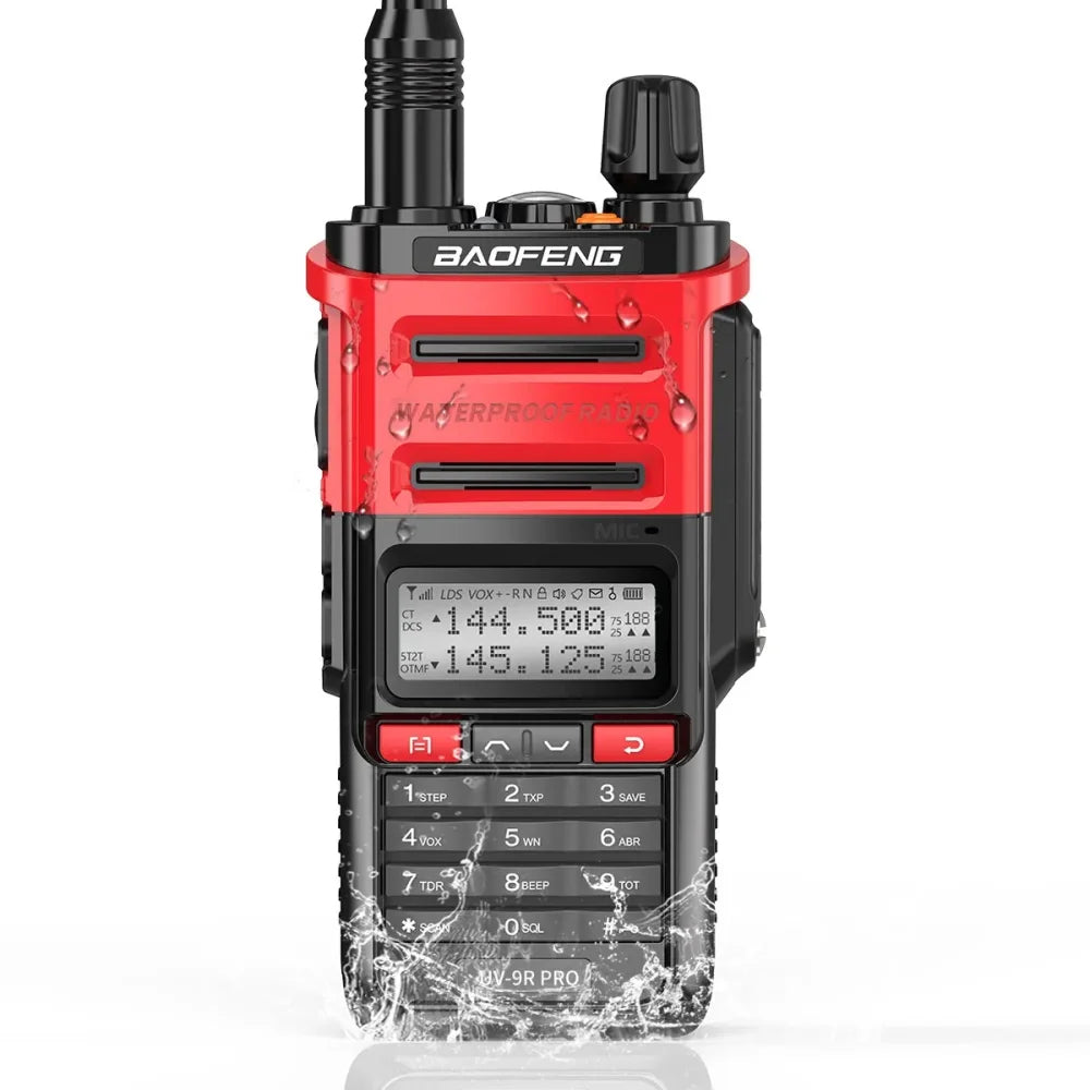 Baofeng UV-9R Pro Waterproof UHF VHF Dual Band Ham Two-Way Radio Walkie Talkie UV-9R Pro / EU + USB / Red Walkie Talkie
