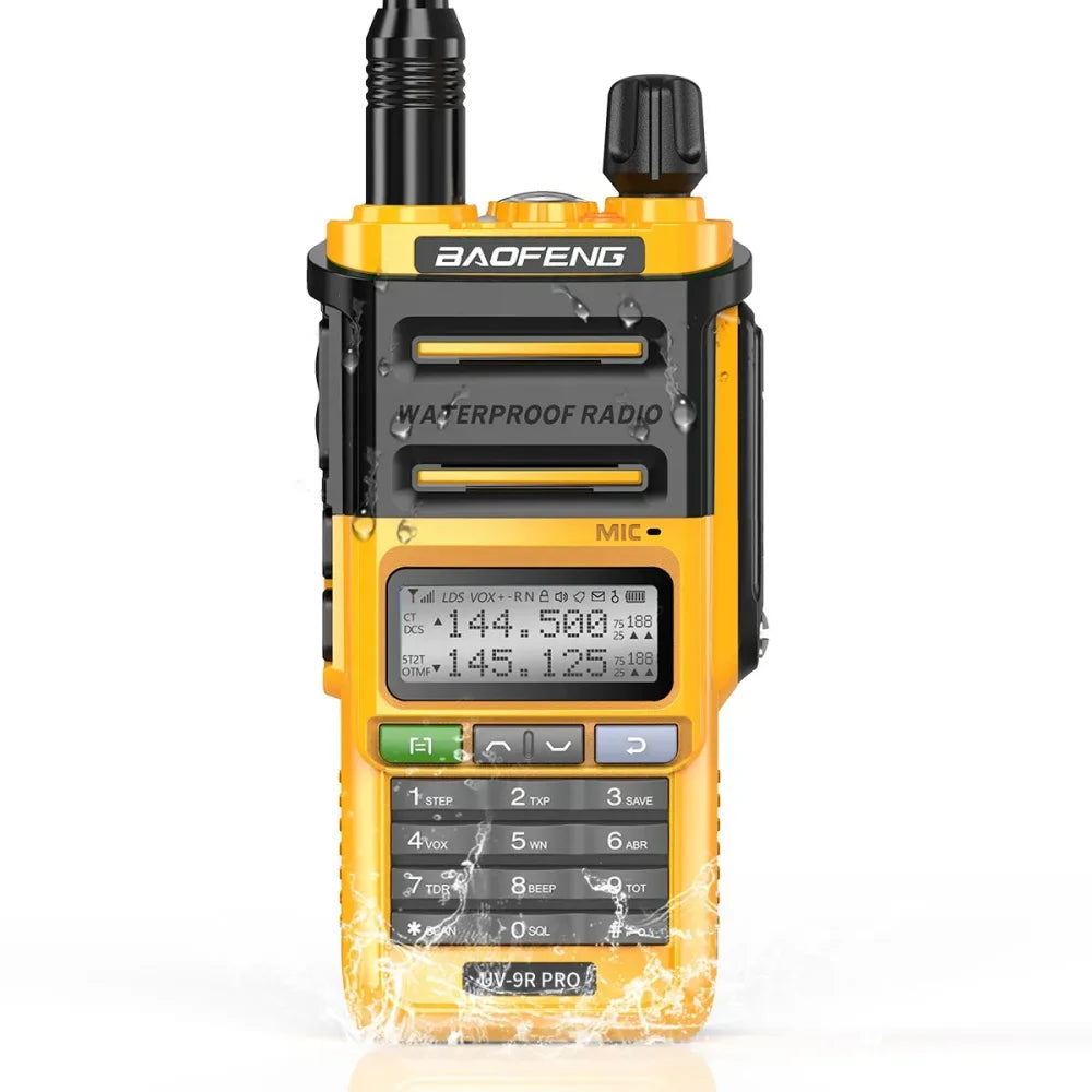 Baofeng UV-9R Pro Waterproof UHF VHF Dual Band Ham Two-Way Radio Walkie Talkie UV-9R Pro / EU + USB / Yellow Walkie