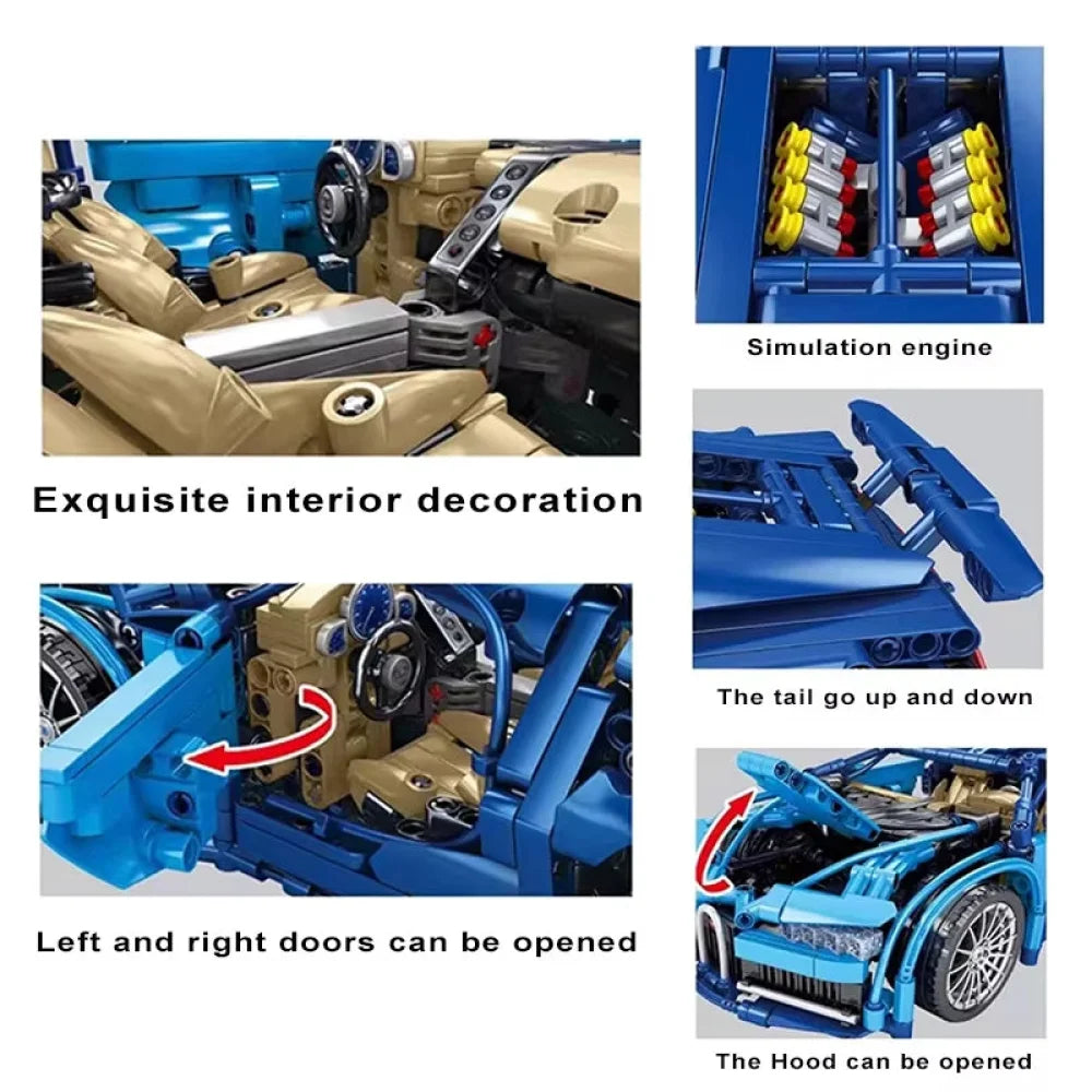 Building Blocks Technic Race Car Block Bugatti Chiron New Gift For Kids & Adults Bugatti Chiron Building Blocks