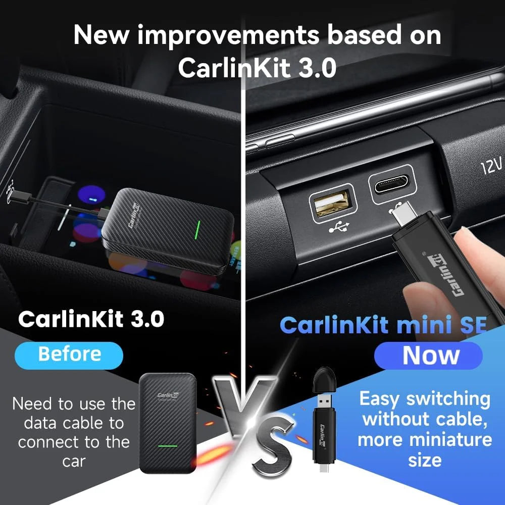 CarlinKit Mini SE Wireless Apple CarPlay Adapter Dongle 2025 USB Version UK Apple CarPlay Apple CarPlay & Android Auto