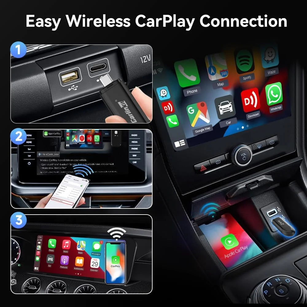CarlinKit Mini SE Wireless Apple CarPlay Adapter Dongle 2025 USB Version UK Apple CarPlay Apple CarPlay & Android Auto