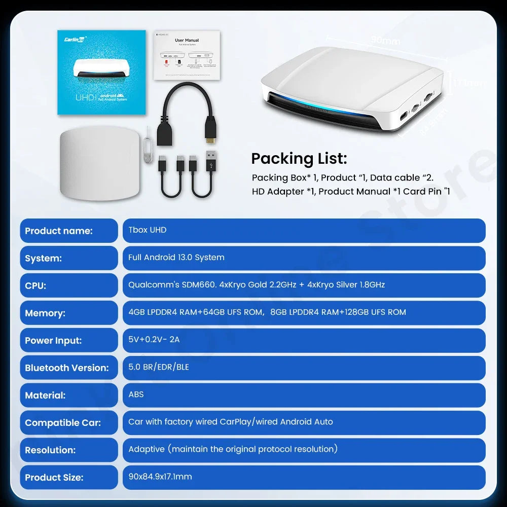 CarlinKit Android 13 Wireless Apple CarPlay Android Auto Multimedia Play AI Box Apple CarPlay & Android Auto