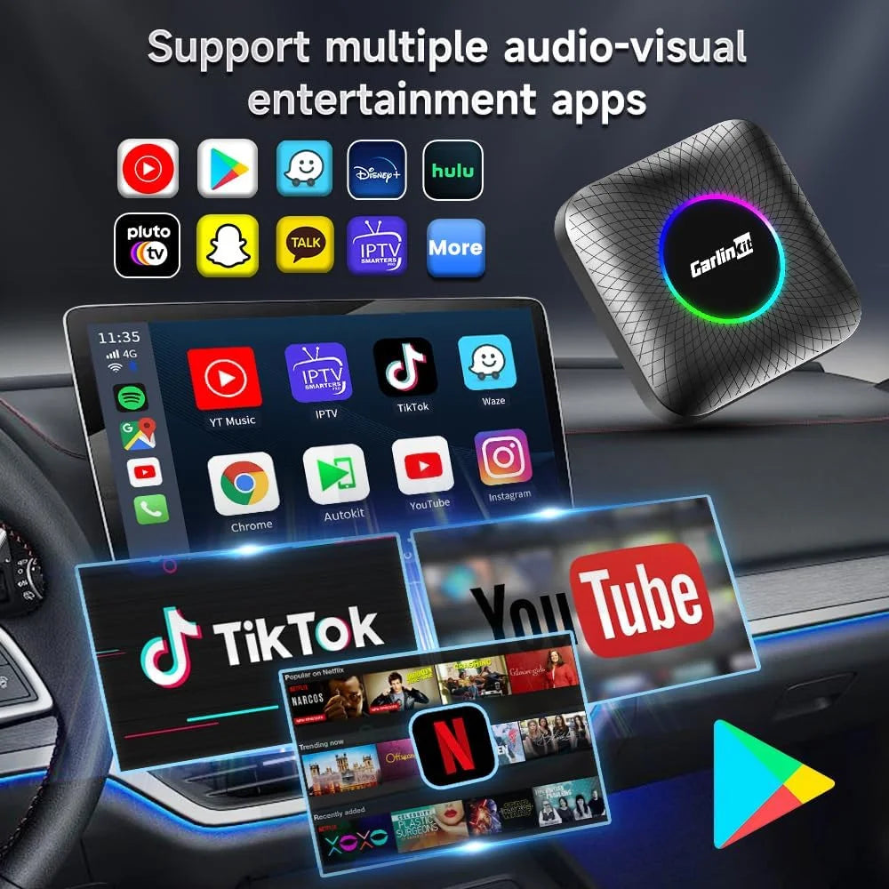 CarlinKit Android 13 Wireless CarPlay AI Box Android Auto LED Multimedia Player Apple CarPlay & Android Auto