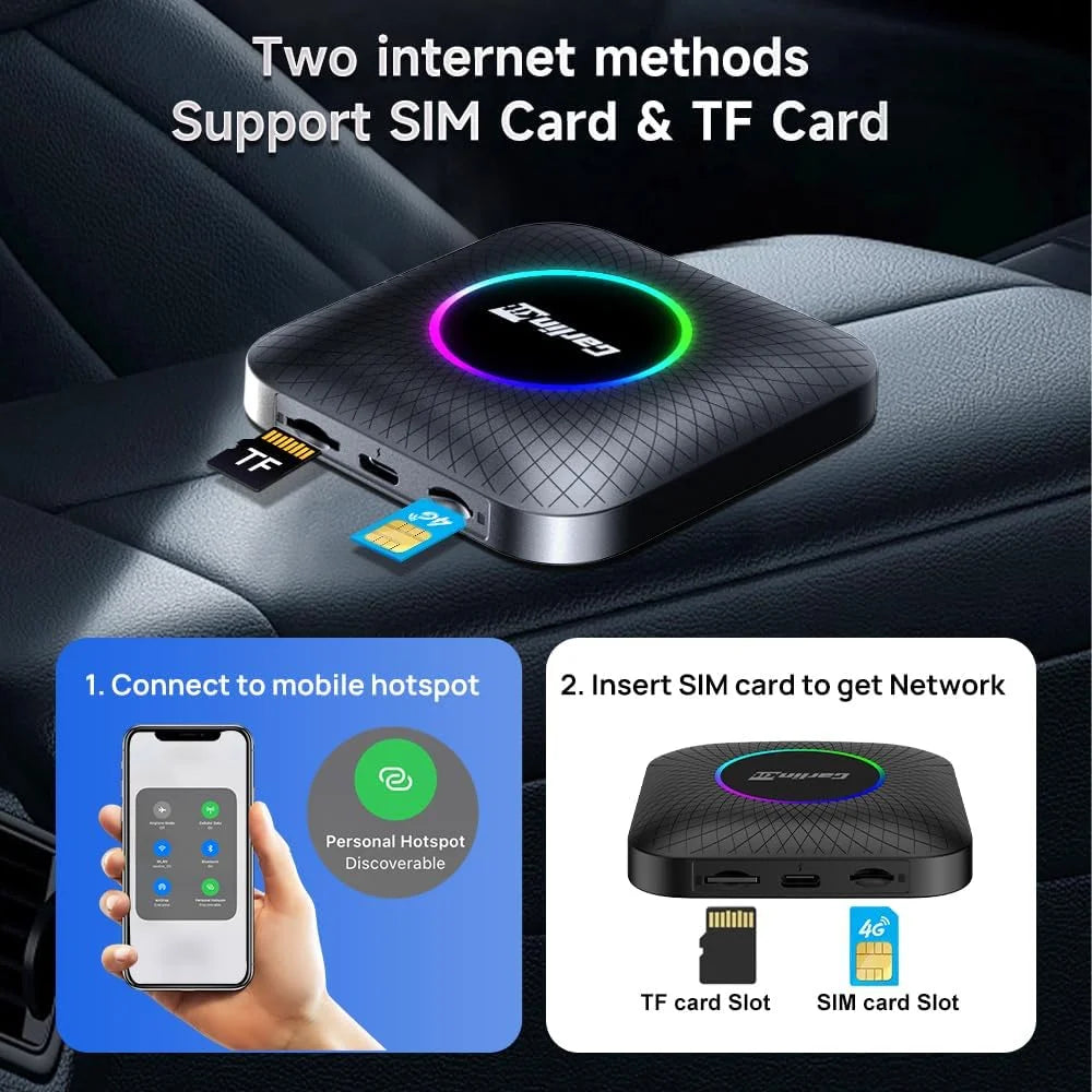 CarlinKit Android 13 Wireless CarPlay AI Box Android Auto LED Multimedia Player Apple CarPlay & Android Auto