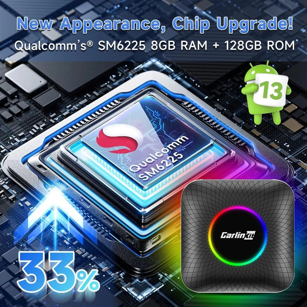 CarlinKit Android 13 Wireless CarPlay AI Box Android Auto LED Multimedia Player Apple CarPlay & Android Auto