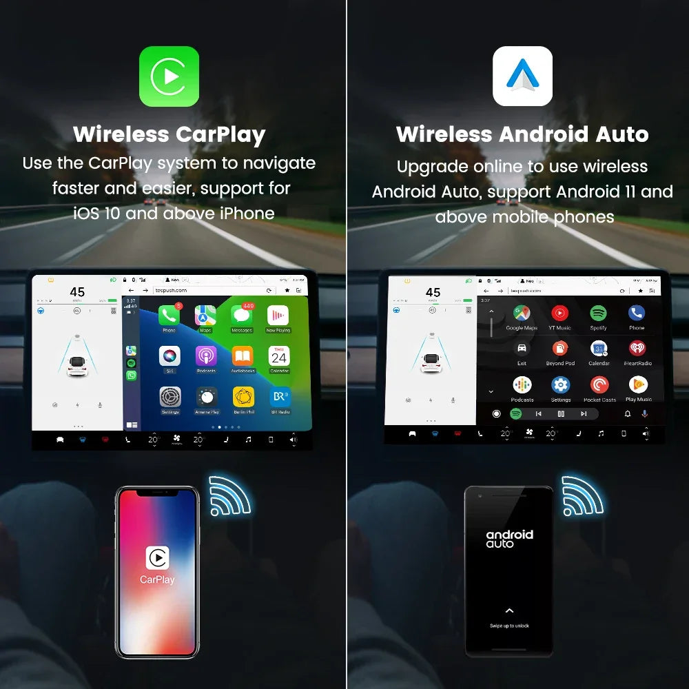 CarlinKit T2C Wireless CarPlay Android Auto Adapter Tesla Model 3/Y/X/S Upgrade CarPlay and Auto Apple CarPlay &