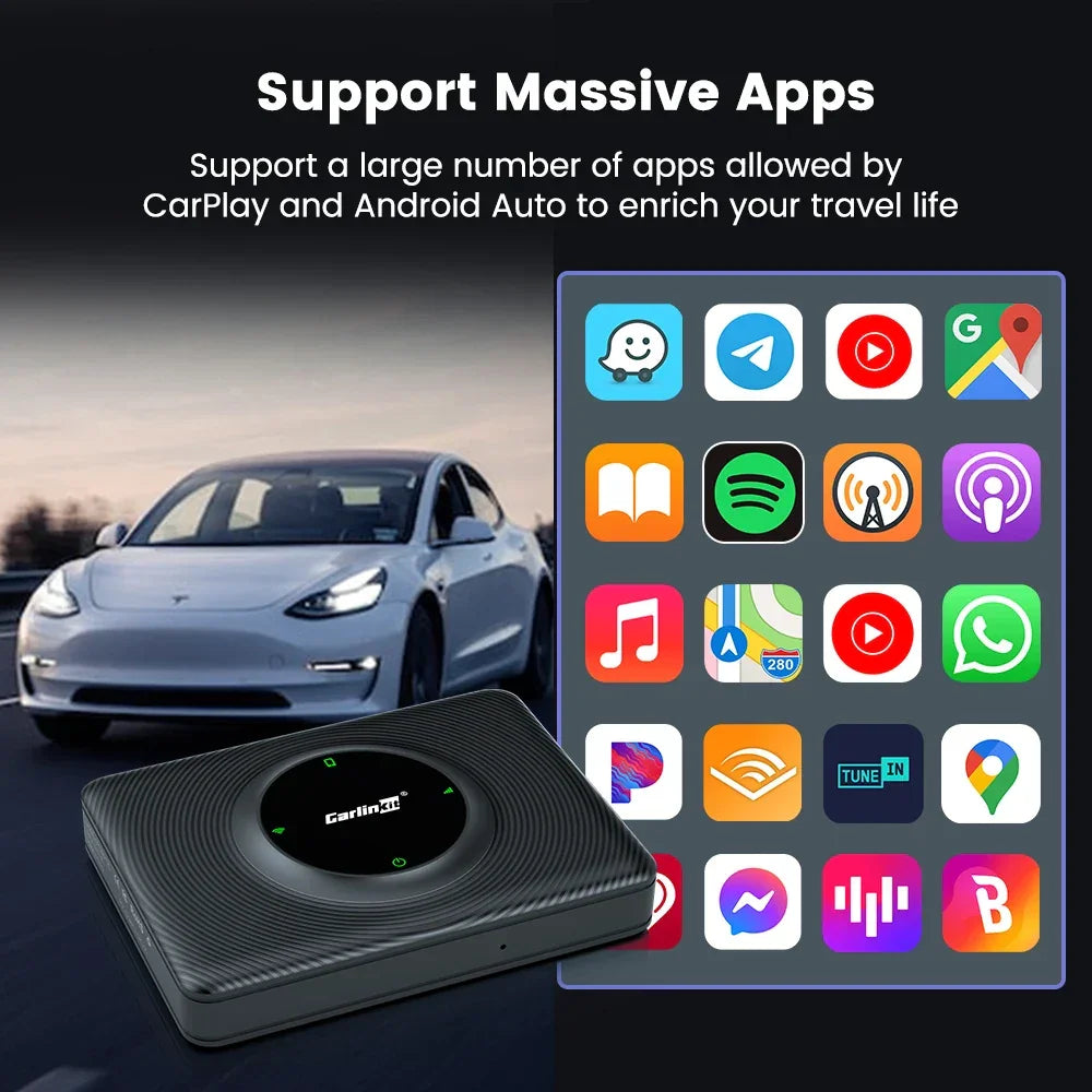 CarlinKit T2C Wireless CarPlay Android Auto Adapter Tesla Model 3/Y/X/S Upgrade CarPlay and Auto Apple CarPlay &