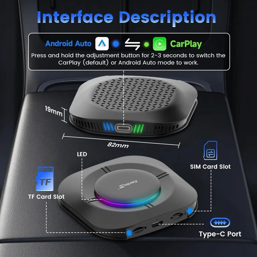 CarlinKit TBox S2 Ambient Android 13 Wireless CarPlay & Android w/ Netflix & YT CarlinKit TBox S2 / Europe & UK Apple