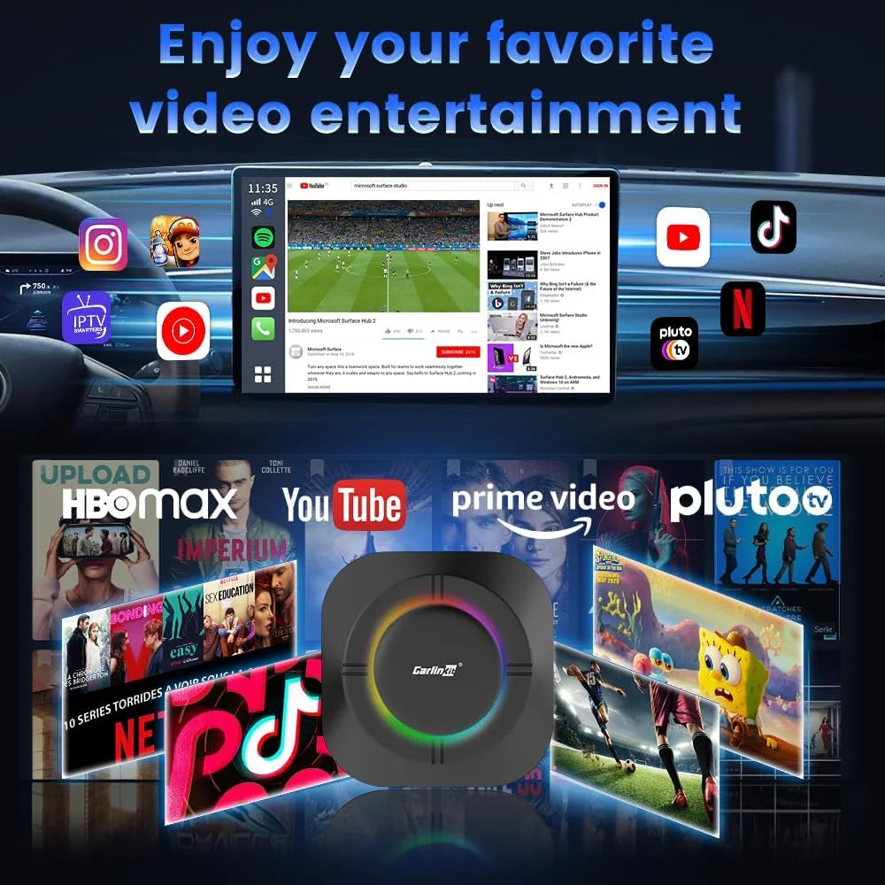 CarlinKit TBox S2 Ambient Android 13 Wireless CarPlay & Android w/ Netflix & YT CarlinKit TBox S2 / Europe & UK Apple