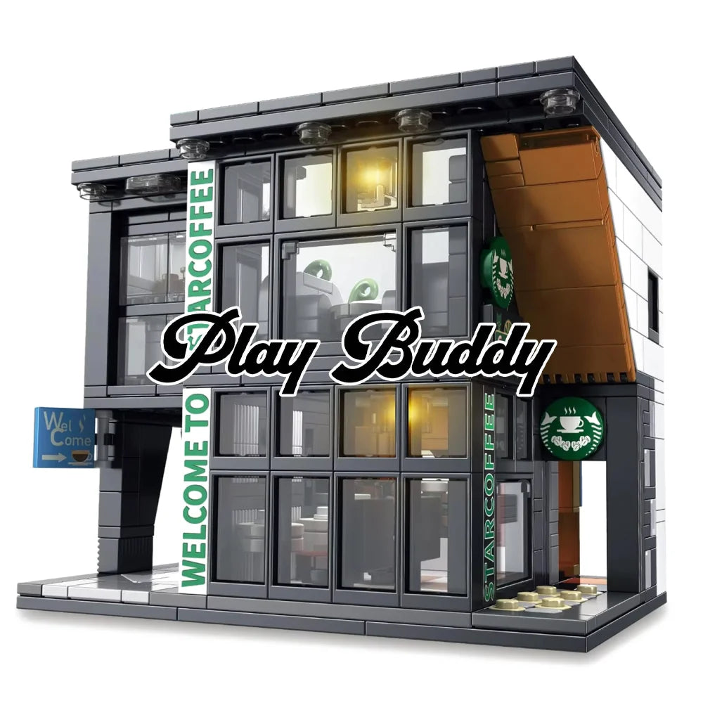 City Coffee House Building Blocks Set for Adults Street View Construction Toy Coffee Shop / 581 Pieces Building Blocks