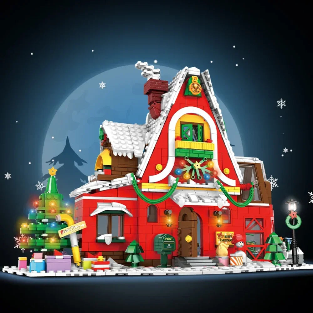Creativity Winter Village Santa’s Visit Building Block Christmas House Gift Toy Winter Village Building Blocks