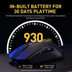 DAREU A950 Black Wireless Tri-Mode Gaming Mouse 12000 DPI with RGB Charging Dock Black Mouse