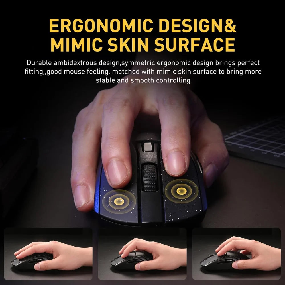 DAREU A950 Black Wireless Tri-Mode Gaming Mouse 12000 DPI with RGB Charging Dock Black Mouse