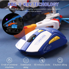 DAREU A950 Blue Wireless Tri-Mode Gaming Mouse 12000 DPI with RGB Charging Dock Blue Mouse