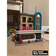 Downtown Diner Building Blocks 2488PCS + 6 Figures (10260) ABS Kit Downtown Diner Building Blocks